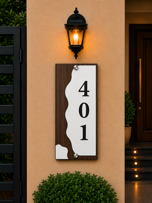 Personalized Vertical Wooden House Number Plate
