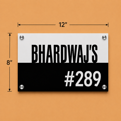 Personalised Acrylic Name Plate For Home - Black & White