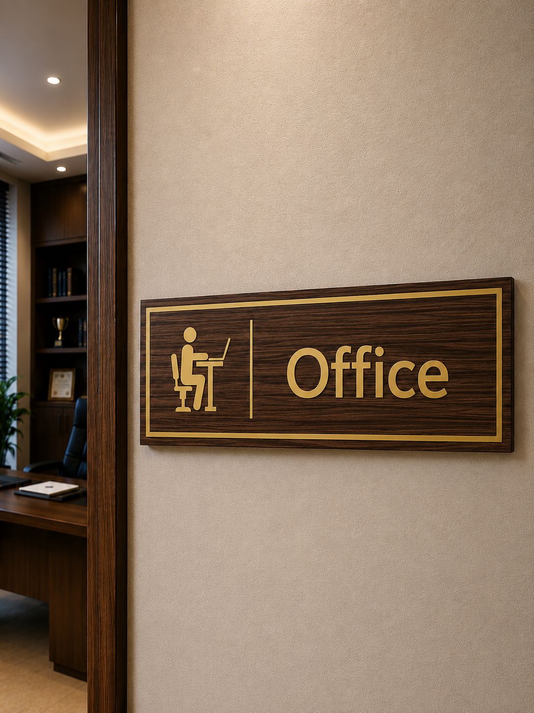 Premium Wooden Office Sign Name Plate