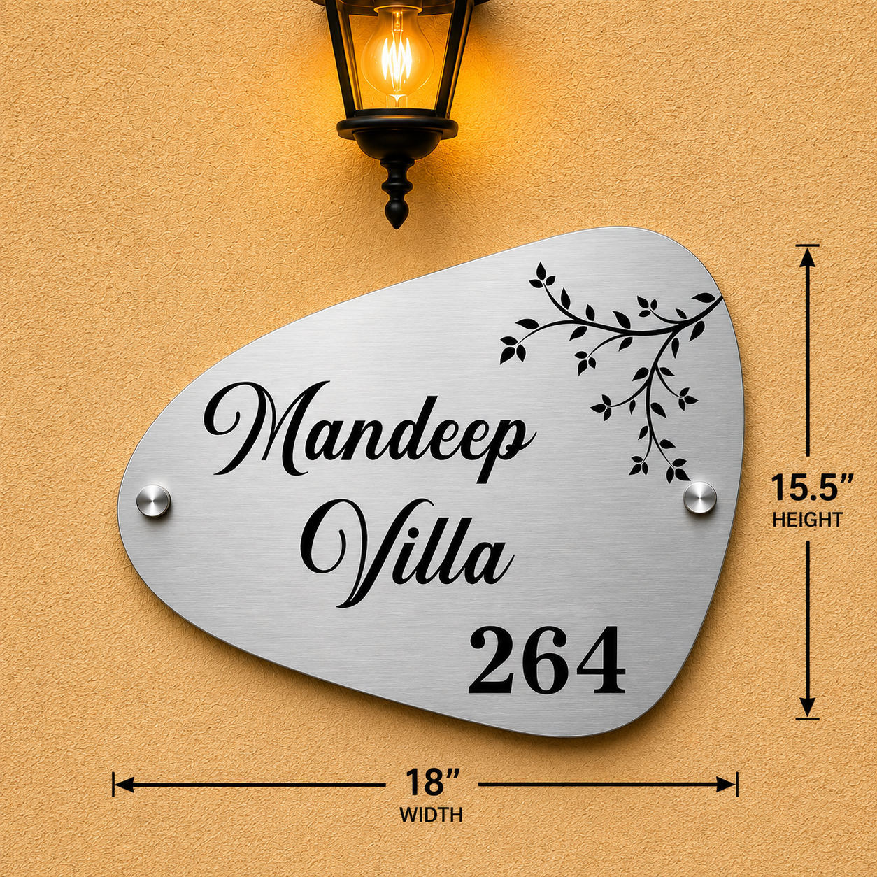 Riverstone Luxury Metal Name Plate for Home & Villa-Golden & Silver