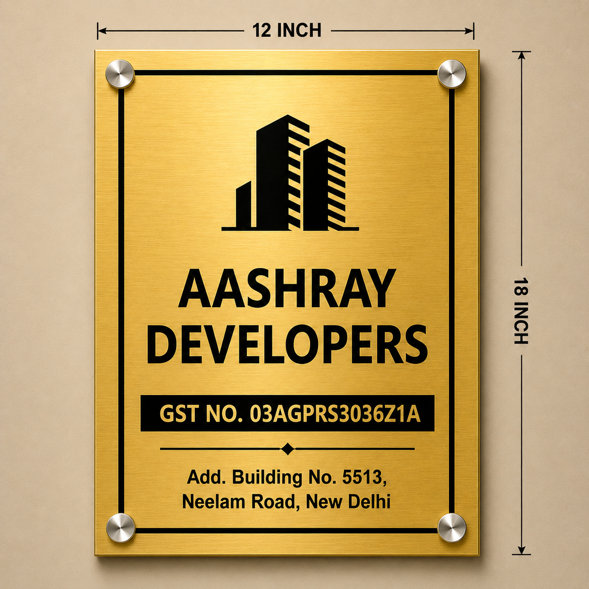 Premium GST Metal Office Name Plate