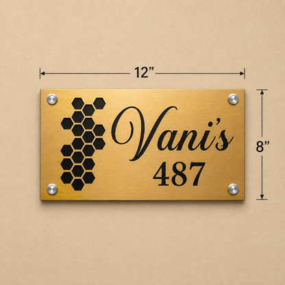 Vintage Lovebirds Engraved Metal Name Plate For Home & Villa