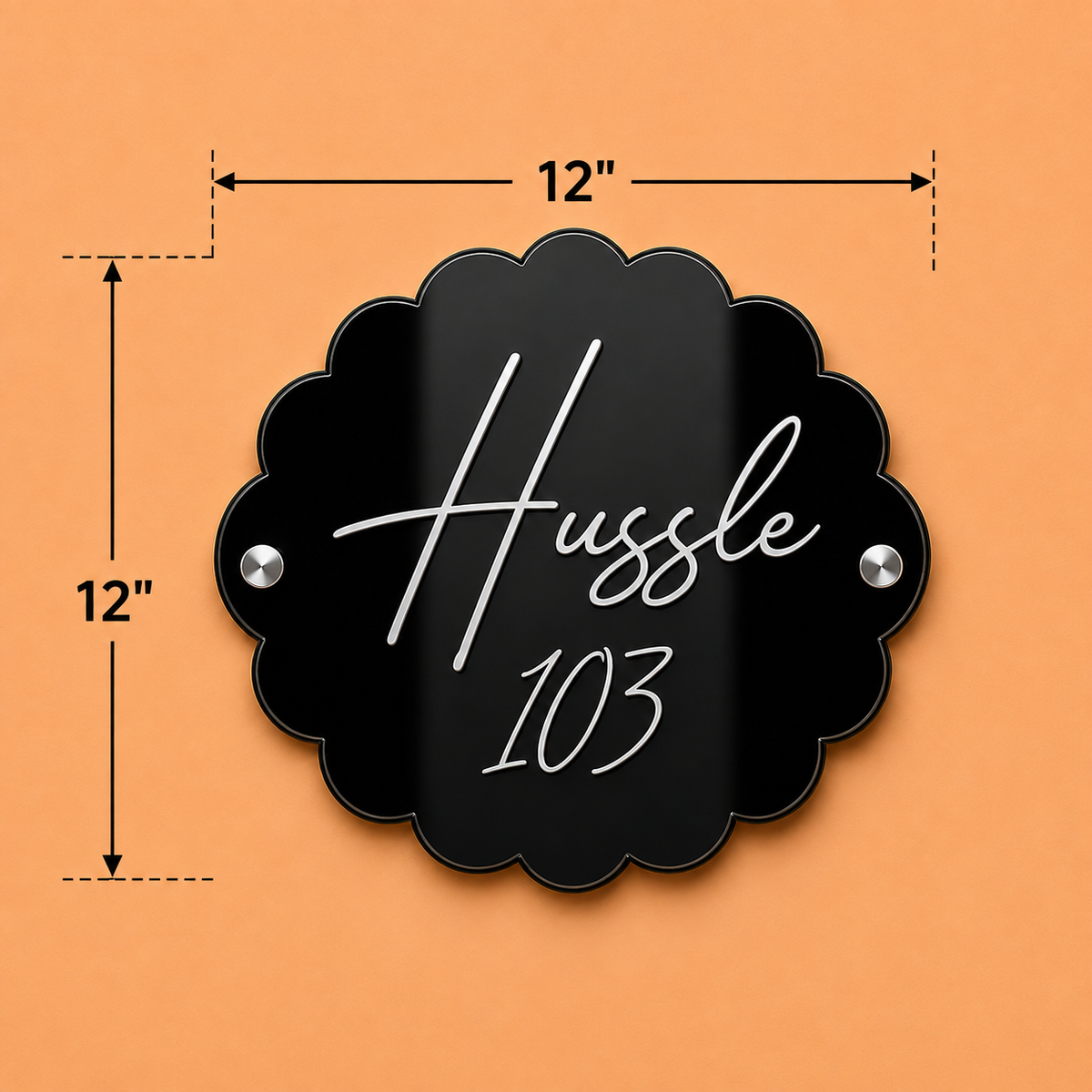 Signature Pearl Orbit Name Plate For Home & Villa-Black & White