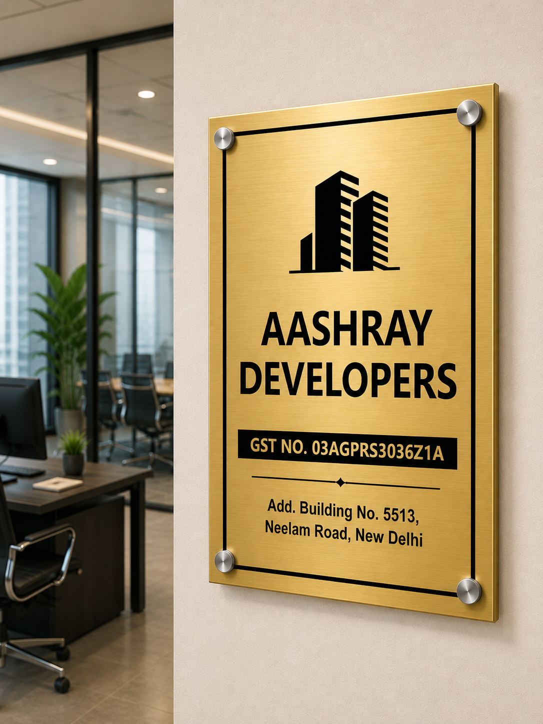Premium GST Metal Office Name Plate