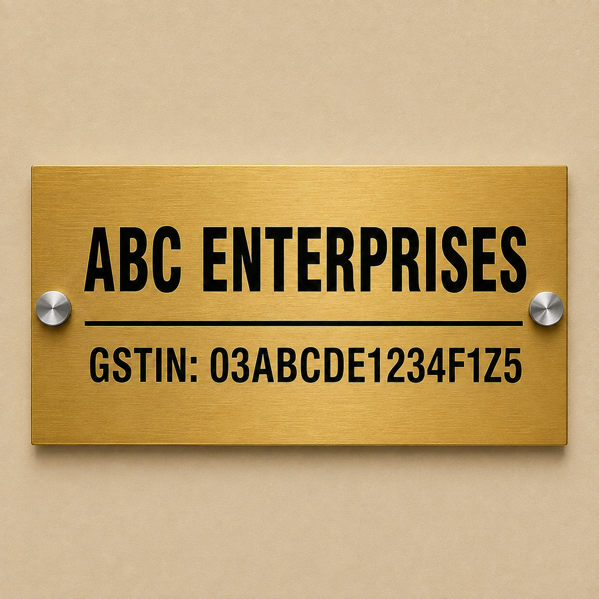 Premium GST Metal Office Name Plate | Silver & Gold Matte Finish